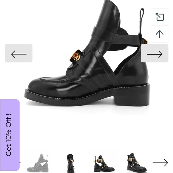 ISO Black Cutout Moto Boots with gold buckles - Picture 5 of 6